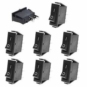 8 Pcs Snap-in ON-Off 2 Pin Snap Rocker Boat Switch Black AC 250V 15A 125V 20A