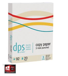 New, DPS 8.5&#034; x 11&#034; 3-Hole Punch Copy Paper, 20 lbs., 92 Brightness, 5000 Sheets