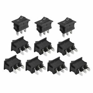 10 Pcs Black AC 250V 8A 125V 10A 3 Soldering Terminal SPDT Boat Rocker Switches