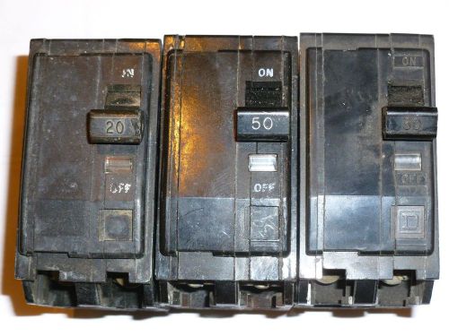 Lot of 3: square d 20a 2p, 50a 2p and 30a 2p for sale