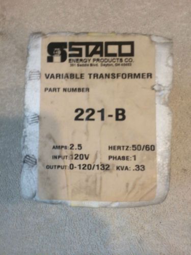 Staco Energy Products Variable Transformer 221-B Hertz 50/60