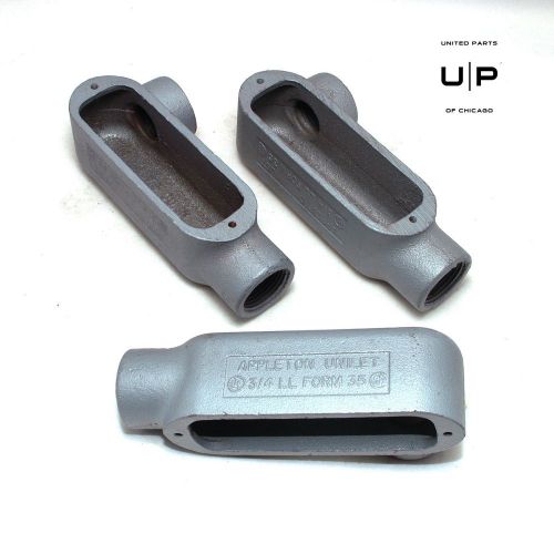 Lot of 3 pcs appleton ll75-m 3/4&#034; form 35 unilet conduit outlet body, type ll for sale