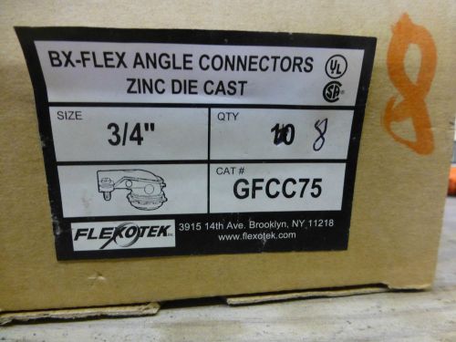 Flexotek bx flex angle connector zinc die cast 3/4&#034;     box of 8     gfcc75 for sale