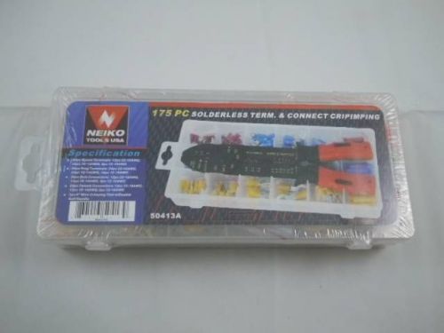 NEIKO TOOLS USA 175 PC SOLDERLESS WIRE TERMINAL ASSORTMENT SET - W/9&#034; CRIMP TOOL