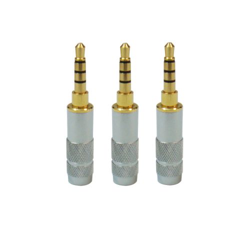 3-pack free shipping 3.5mm 4 pole male plug earphone mini audio plug jack for sale