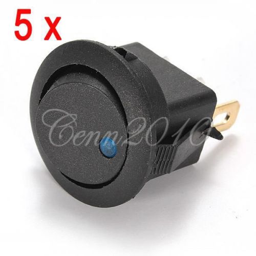 5pcs dot light car boat round rocker 2pin on off toggle spst switch blue led 12v for sale