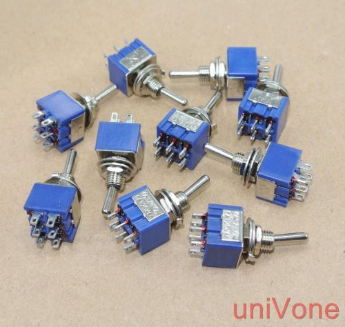 Mini Toggle Switch 2poles ON-OFF-ON DPDT x10pcs