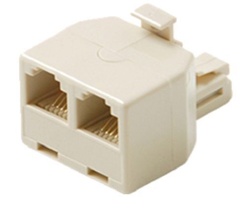 RJ11 Phone Line Y-Splitter (1 Plug to 2 Sockets), Ivory, 6P4C Modular Coupler