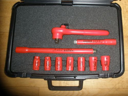 KNIPEX KN989911S3 INSULATED 1000V SOCKET SET 10 PCS 3/8 DRIVE STANDARD