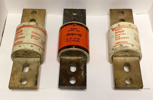 Lot of 3 gould amptrap fuse a4by2000 2000 amps class l 600 vac ferraz shawmut for sale