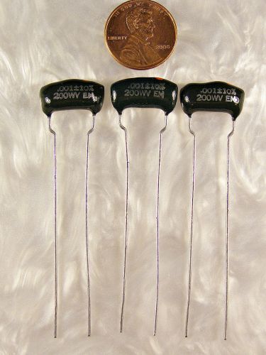 3 El Menco MPD .001uf 200V Dipped Mylar Paper Capacitors NOS EM +/-10%