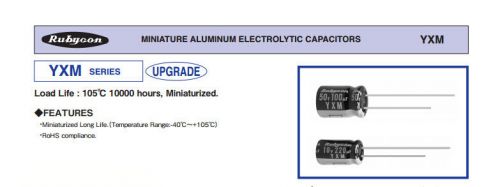 100pcs RUBYCON YXM 50V 22UF high frequency electrolytic Capacitor 105°C 5X11mm