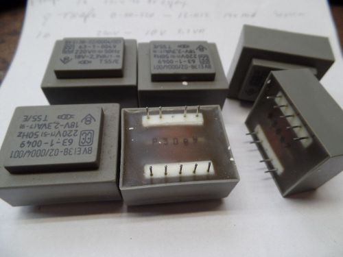 10 TRANSFORMERS   PCB MOUNT 220VOLT TO 18 VOLT 2.3VA 40X34 MM