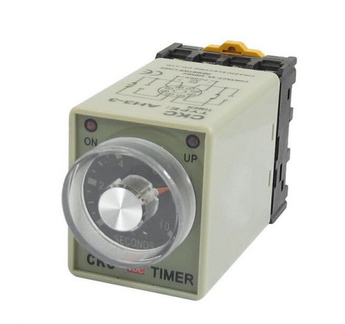 AH3-3 DC 12V 0-10Sec 10s Timer Power ON Delay Time Relay w Base Socket