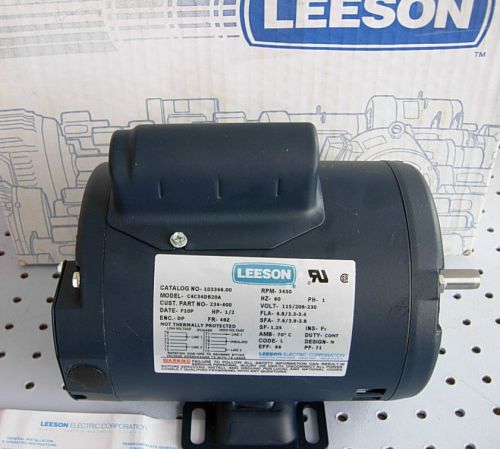 NEW HVAC 1/2 hp Motor U.S.A. LEESON C4C34DB20A 3450 RPM 1 PH 115/230 V