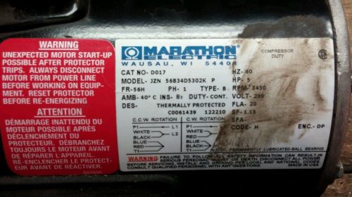 Marathon 5HP Electric Compressor  Motor