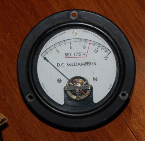 Simpson  0-15V DC  Milliamperes  Vintage