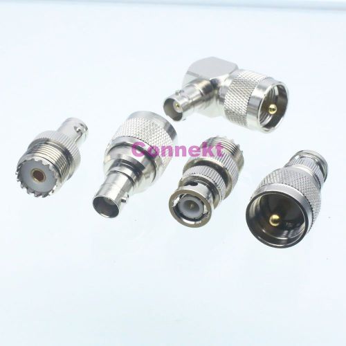 5pcs/set PL259 SO239 UHF BNC male plug female jack kit 90° RF adapter connector