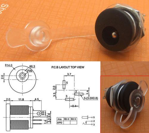 20pc waterproof plastic 3pin 5.5mm x 2.5mm dc socket nut pcb mount power charger for sale