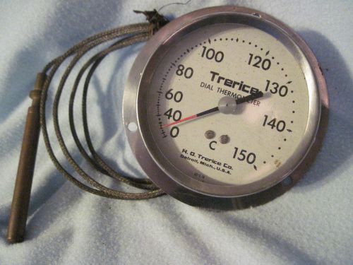 VTG TRERICE DIAL THERMOMETER 3 3/4&#034; FACE 150 DEG CELCIUS *NICE*