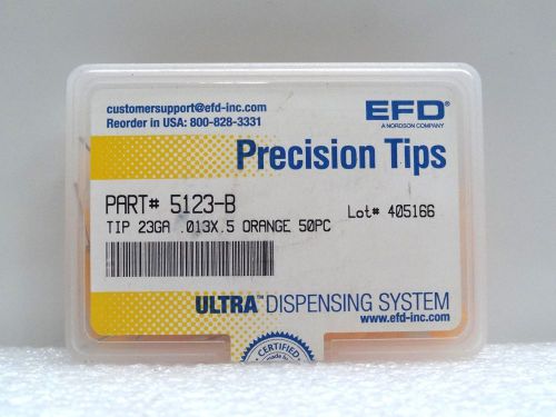 EFD PRECISION TIPS PART#5123-B  23GA .013x .5 ORANGE 50PC ~NIB~