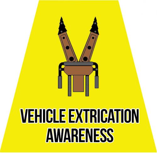 VEHICLE EXTRICATION AWARENESS HELMET TETS TETRAHEDRONS STICKER YELLOW REFLECTIVE