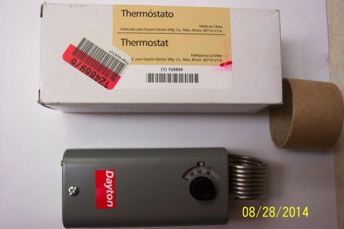 DAYTON 1UHH4 LINE VOLTAGE THERMOSTAT, SPST, OPEN OR CLOSE ON TEMP RISE 20-110F