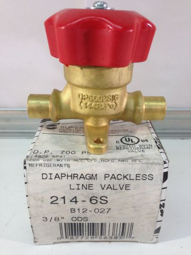 New Superior Refrigerant Line Valve 214-6S Diaphragm 3/8 ODS Packless  B12-027