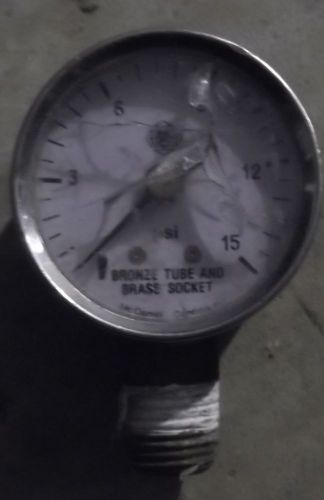 Pressure Gauge, 0-15 psi (bottom mount)