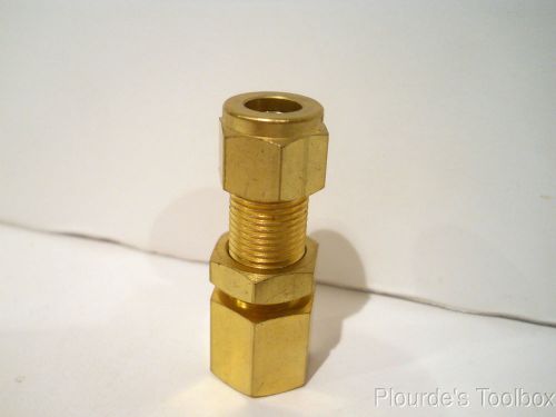 New Crawford Brass Female Bulkhead Connector 3/8&#034; Tube x 1/4&#034; FNPT, B-600-71-4