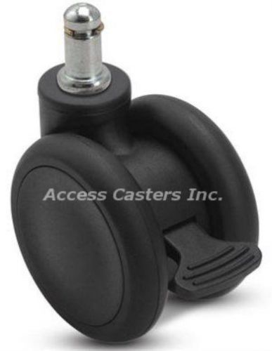 65sbrsb 65mm black twin wheel swivel caster w/ brake, 7/16&#034; x 7/8&#034; grip ring for sale