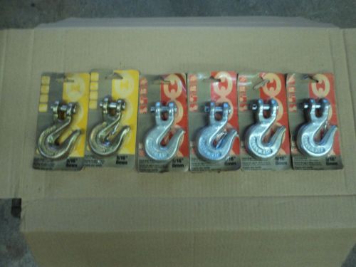 Cm 5/16&#034; clevis grab hooks (lot of 6) 2  grd. 70&amp; 4 grd. 43 grainger 2a091&amp;1a623 for sale