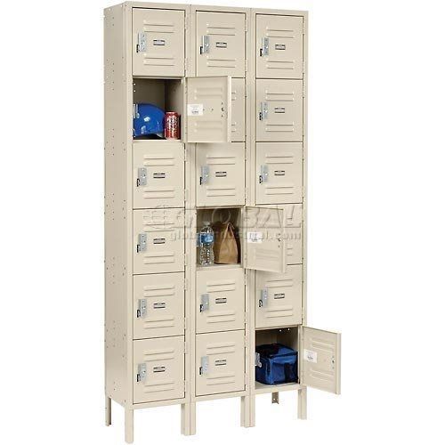 Global infinity steel lockers 6 tier gray,18 doors, assembled 12x12x12 new box ! for sale