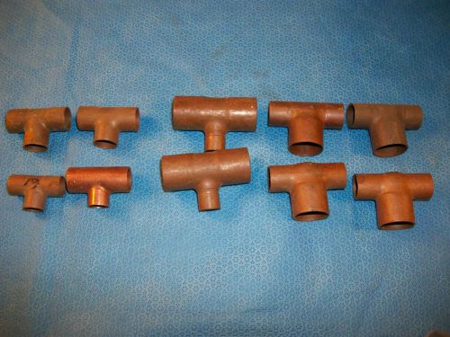 Group Of Ten New Copper Reducing Tees &amp; Regular Tees