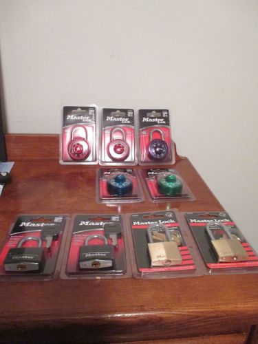 Lot of MasterLocks: 5 combination locks, 4 padlocks. New in Packages.