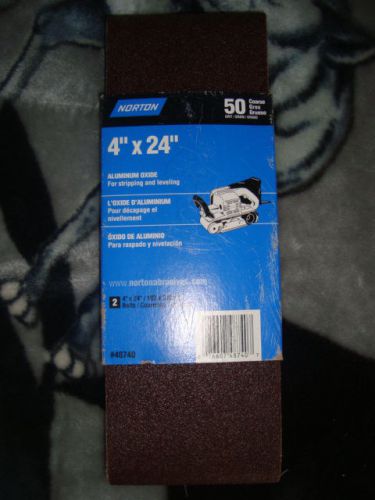 2 pack usa norton 4&#034; x 24&#034; sanding belts 50 grit aluminum oxide for sale