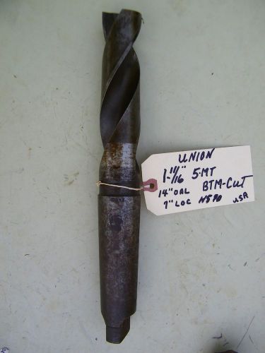 UNION -#5 M/T- BTM CUT -DRILL BIT -2 FLT.1 11/16&#034; 14&#034;OAL. 7&#034; LOC,USA