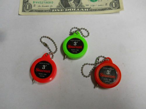 Starrett  3&#039; Pocket Tape Measure  (3) tapes.   Pink, Orange, Green    FREE S&amp;H