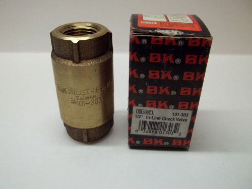 B&amp;K 1/2&#034; In-line Bronze Check Valve P/N 101-303