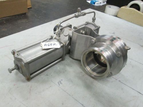 S/S 3&#034; Sanitary Flange B/F Valve W/Keystone/Morin Pneu Actuator Supply 160 PSI