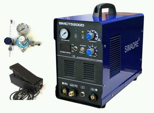 SIMADRE 5200D 50A PLASMA CUTTER 200A TIG/MMA/ARC WELDER ARGON REGULATOR FT PEDAL