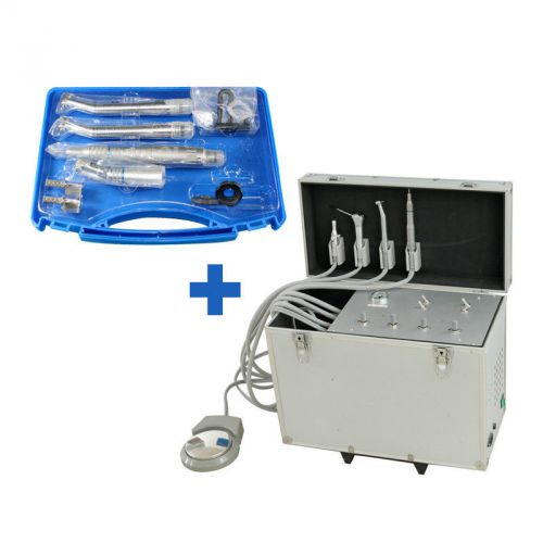 Dental Portable Turbine Unit Suction Air Compressor + NSK High Low Handpiece 4H