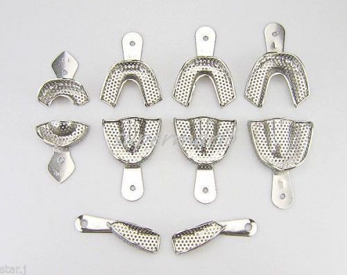 10pcs Dental Full Stainless Steel Impression NEW Trays