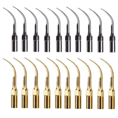 20pc EMS Woodpecker Type Dental Piezon Ultrasonic Scaler Tip G1 + G1T golden