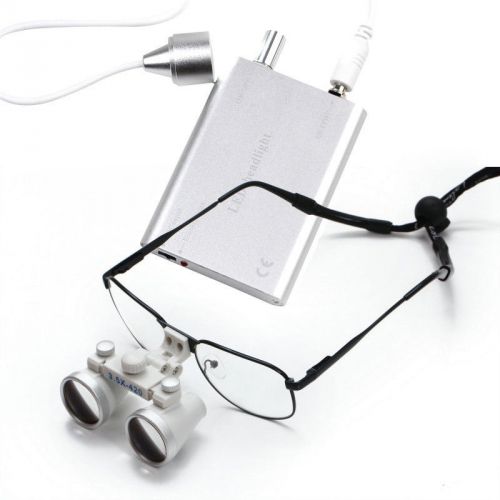 Dental Surgical Binocular Loupes 3.5X 420mm Optical Glass Loupe + LED Head Lamp