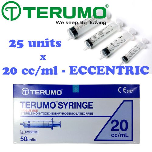 25 x 20ml cc terumo syringe luer eccentric hypodermic needle sterile latex free for sale