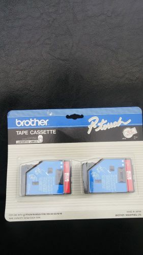 Brother tc-21 p-touch tape cassette laminated labels red on white ( twin pack) for sale