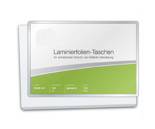 Laminierfolien 60 x 95 mm, 2 x 100 mic, glanzend