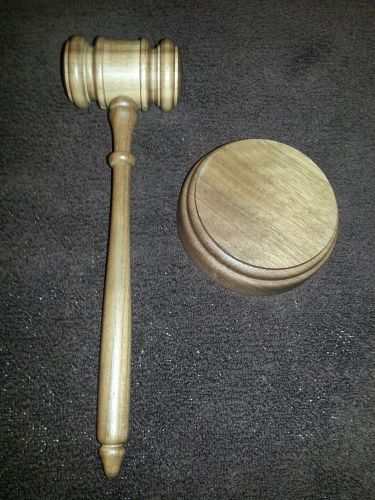 Deluxe Walnut Gavel and Sound Block 10.5 inch with blank gavel band