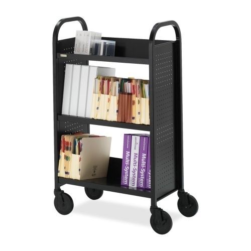 Bretford boo327rn book utility truck 3 slant shelf 26inx14inx44in black for sale